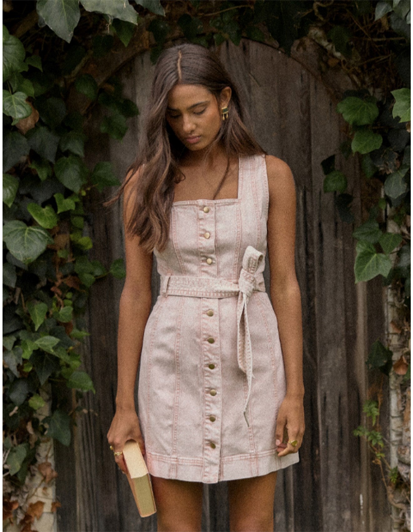 Minkpink Dahlia Denim Panel Mini Dress - Light Pink MG2501661