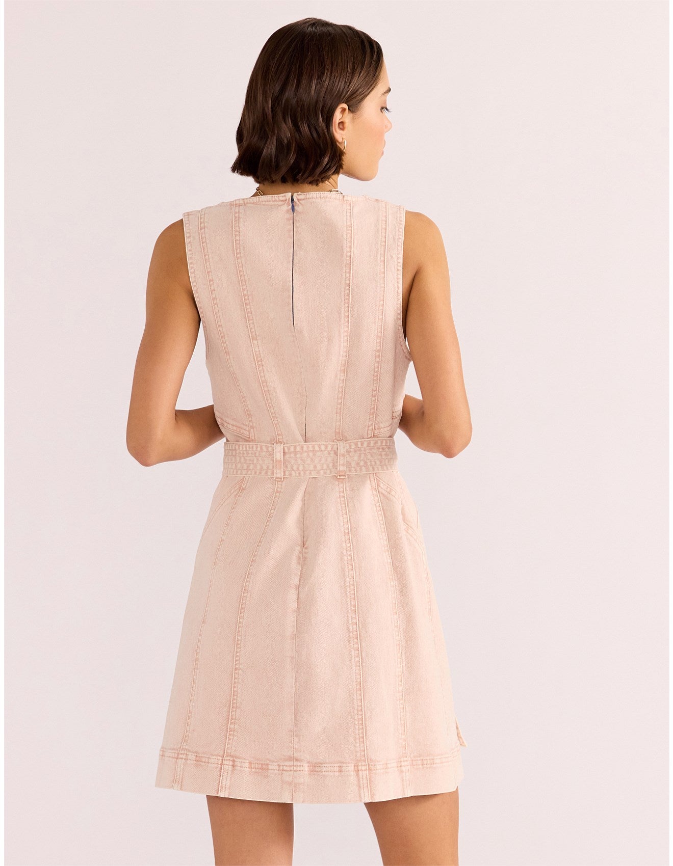 Minkpink Dahlia Denim Panel Mini Dress - Light Pink MG2501661