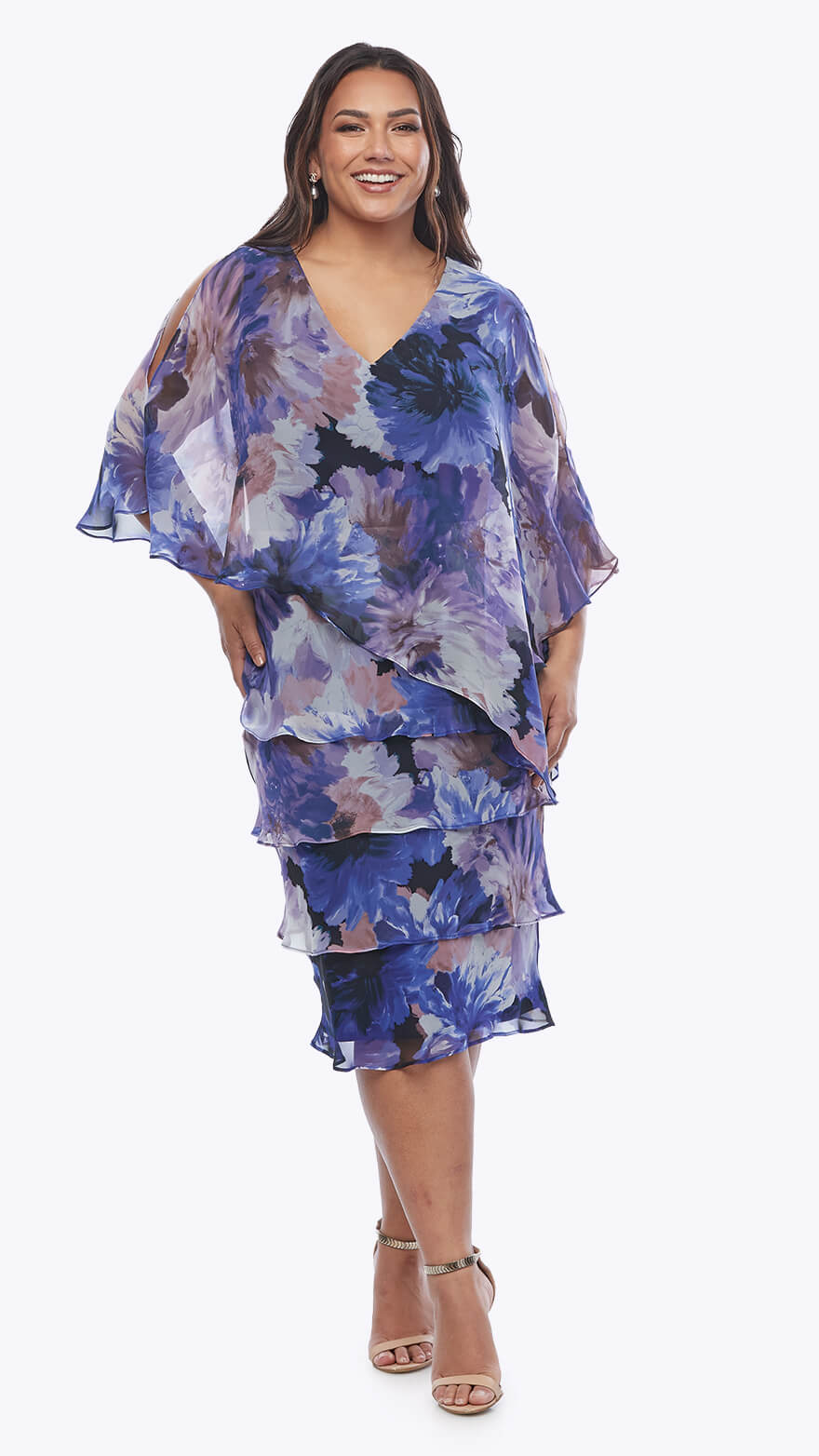 Layla Jones - Printed layered chiffon dress LJ0571 Flora