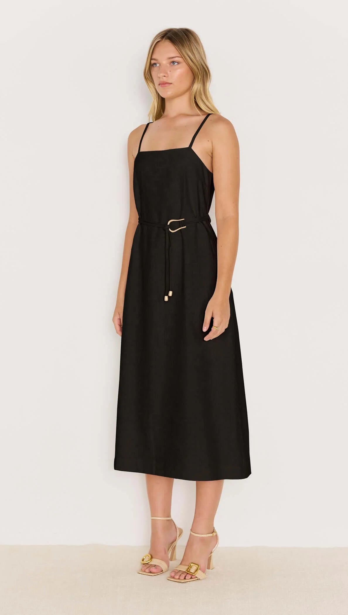 IRENA BELTED SUNDRESS - BLACK