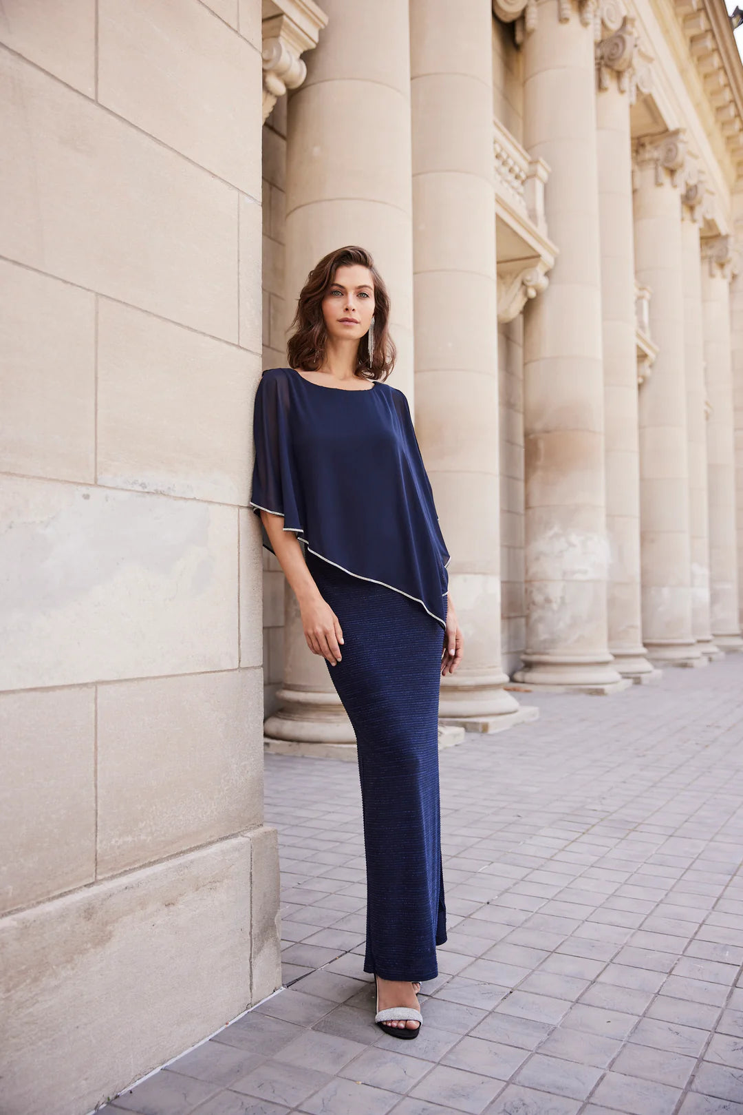 Frank Lyman Overlay Long Dress - Royal