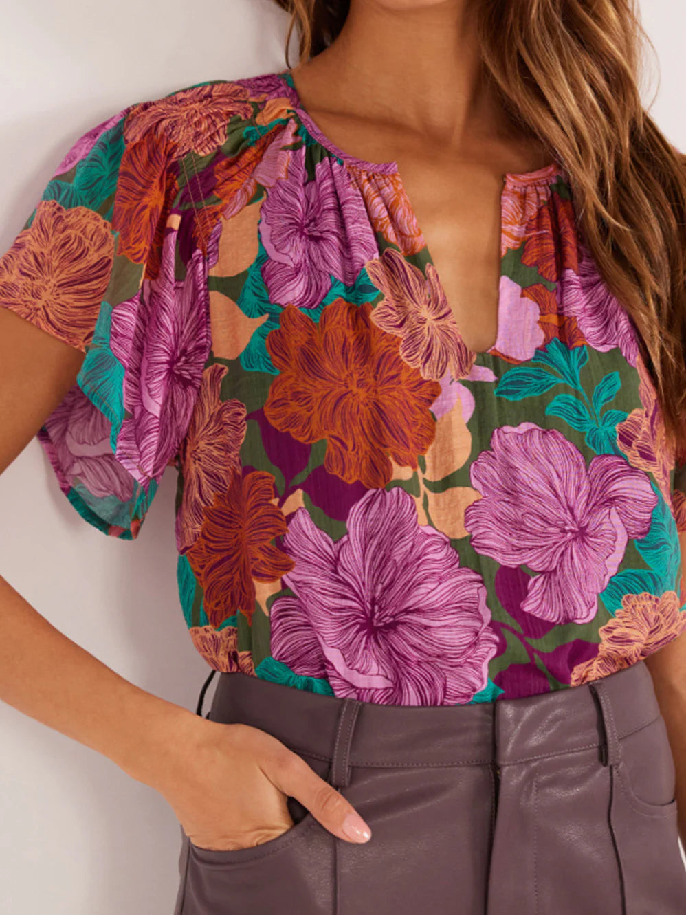 Minkpink Zora Flutter Sleeve Blouse