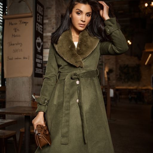 Honey and Beau High Flier Aline Coat Khaki DimplesBoutique