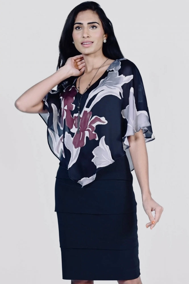 Frank Lyman Blk/Burgundy Knit 229141