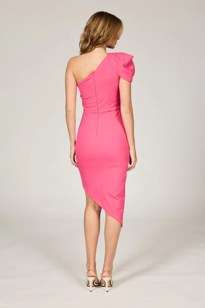 Honey & Beau Envy One Shoulder Dress - Pink