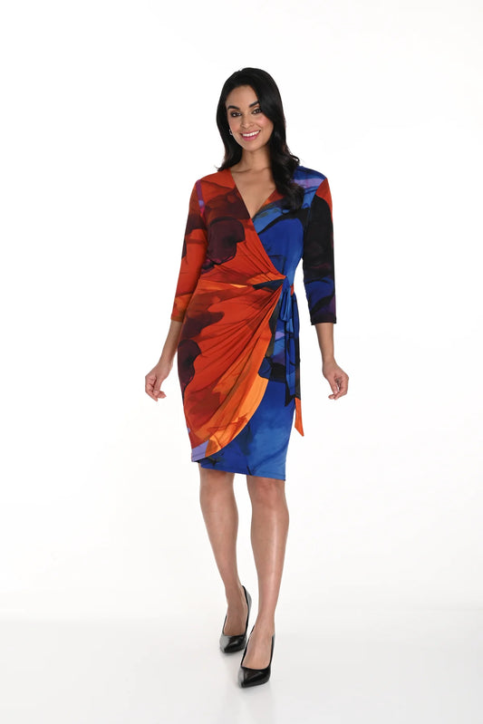 Frank Lyman Knit Dress Royal/Orange  243135