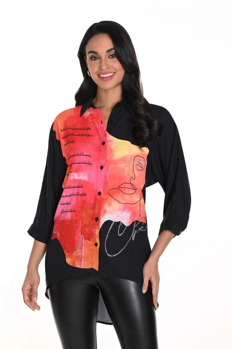 Black/Orange Blouse Style 243488U