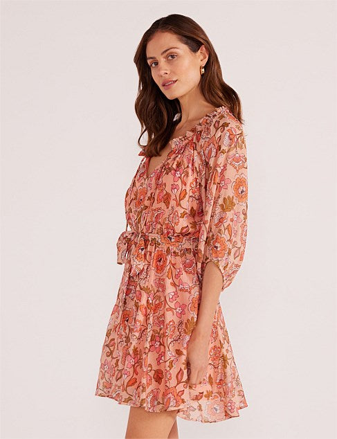 Amelia Long Sleeve Blouse - Peach Floral from MINKPINK