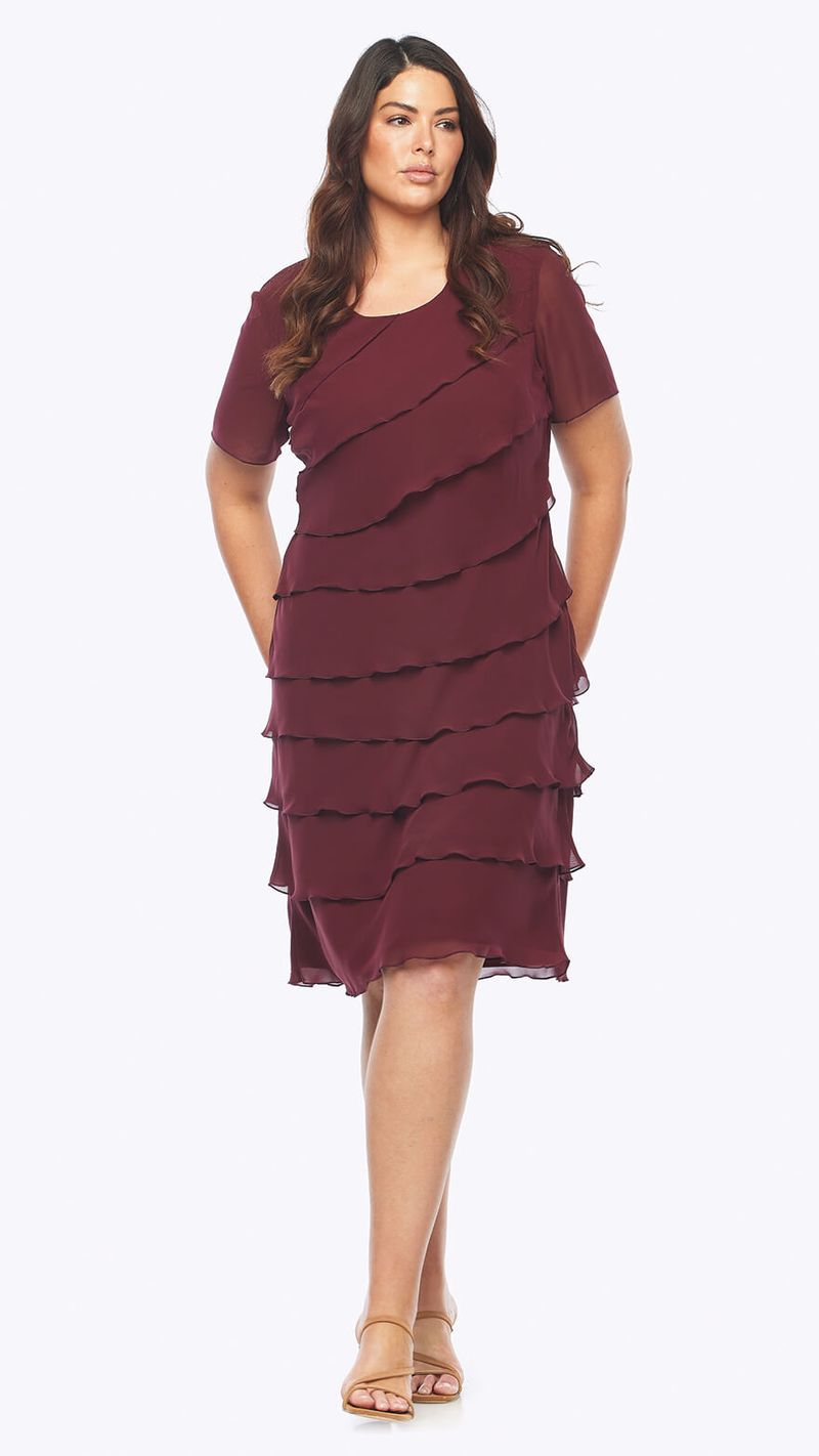 Layla Jones - chiffon layered dress - Dark/Claret LJ0002