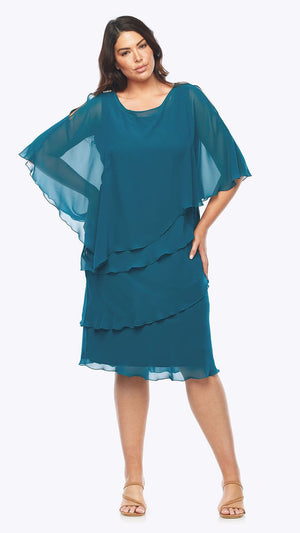 Jayla Jones Chiffon layered dress with overlay LJ0003 - Royal