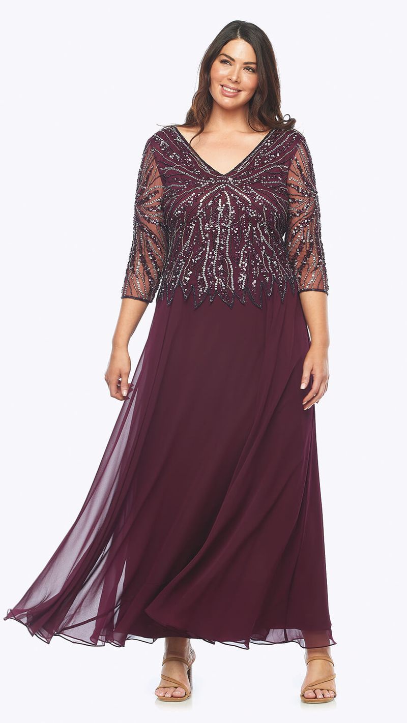 Layla Jones Beaded Georgette Dress- Mulberry - LJ0484