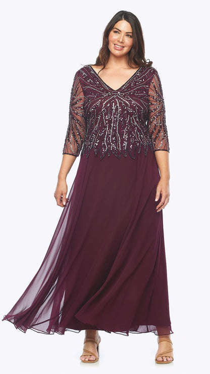 Layla Jones Beaded Georgette Dress- Mulberry - LJ0484