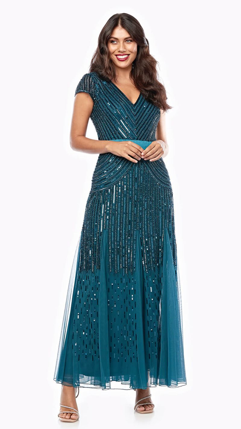 Zaliea Emerald long sequin Dress Z0002
