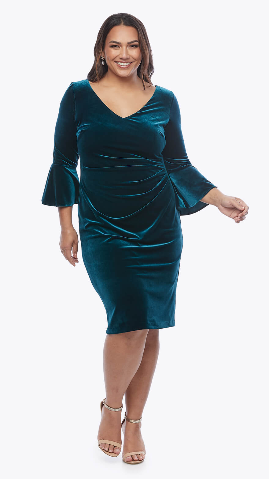 Layla Jones - Short Stretch Velvet Dress LJ0588 Emerald