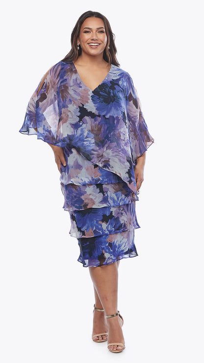 Layla Jones - Printed layered chiffon dress LJ0571 Flora