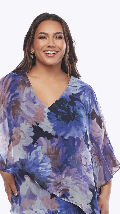Layla Jones - Printed layered chiffon dress LJ0571 Flora