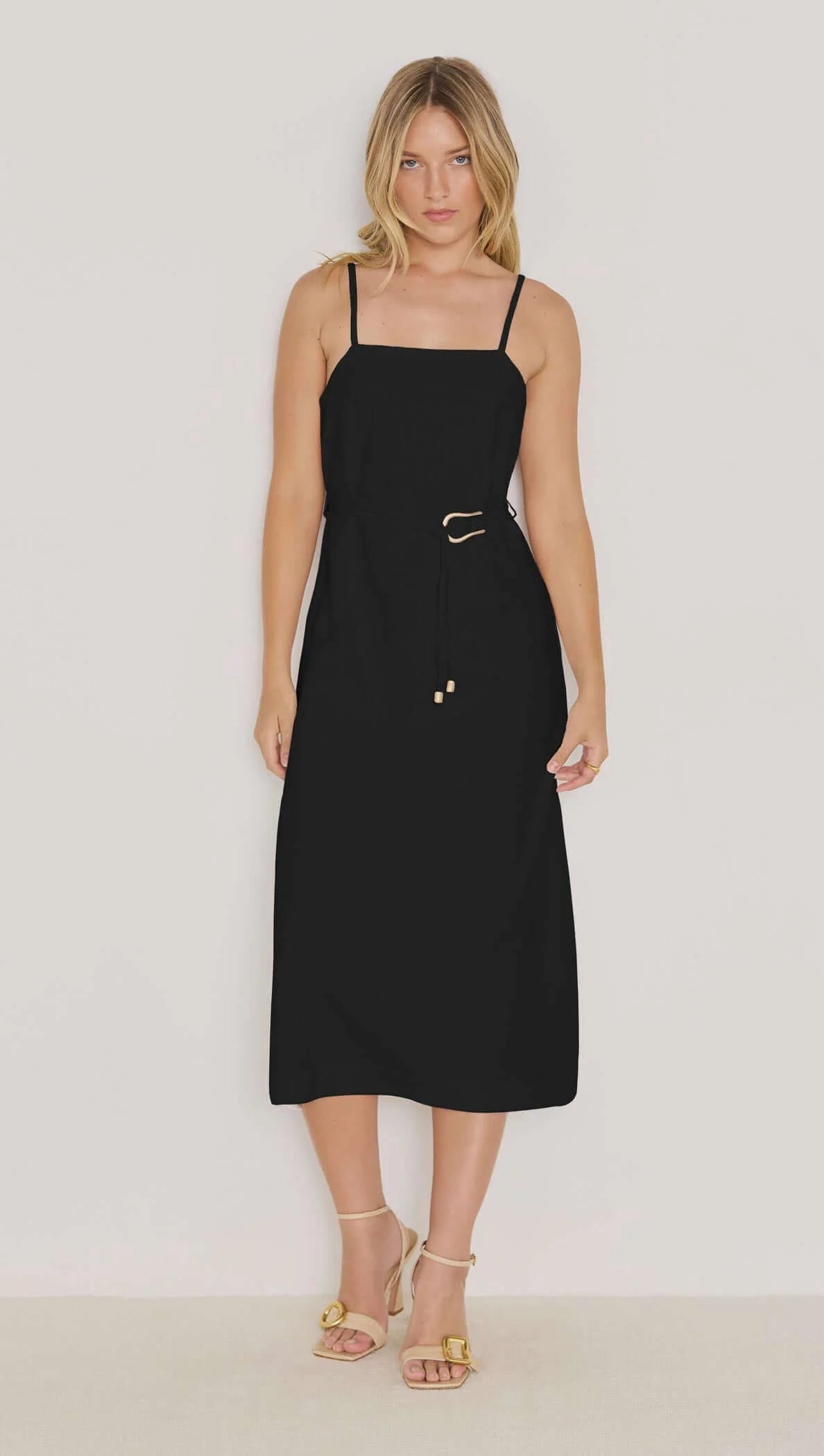 IRENA BELTED SUNDRESS - BLACK