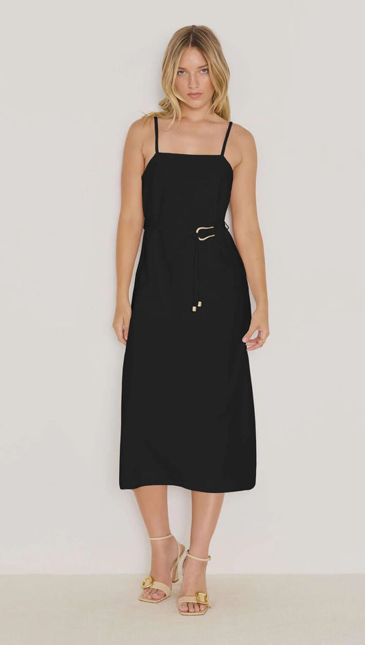 IRENA BELTED SUNDRESS - BLACK