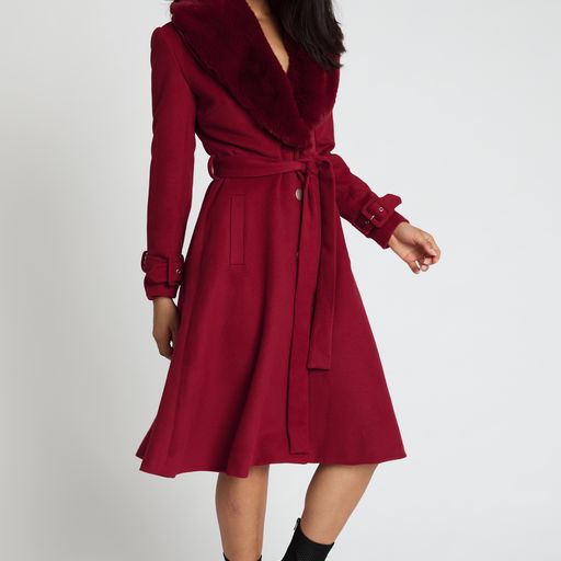 Honey and Beau High Flier Aline Coat Wine