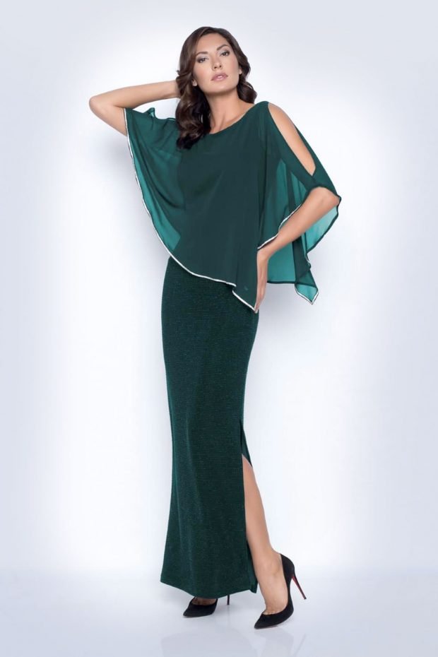 Frank Lyman Overlay Long Dress - Jade