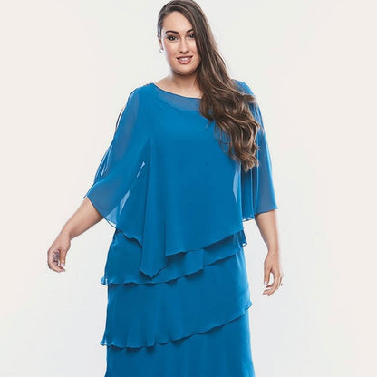 Jayla Jones Chiffon layered dress with overlay LJ0003 - Royal