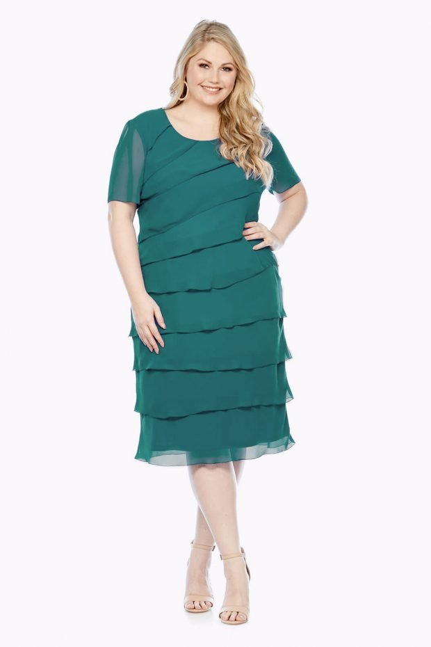 Layla Jones - chiffon layered dress - Emerald LJ0002