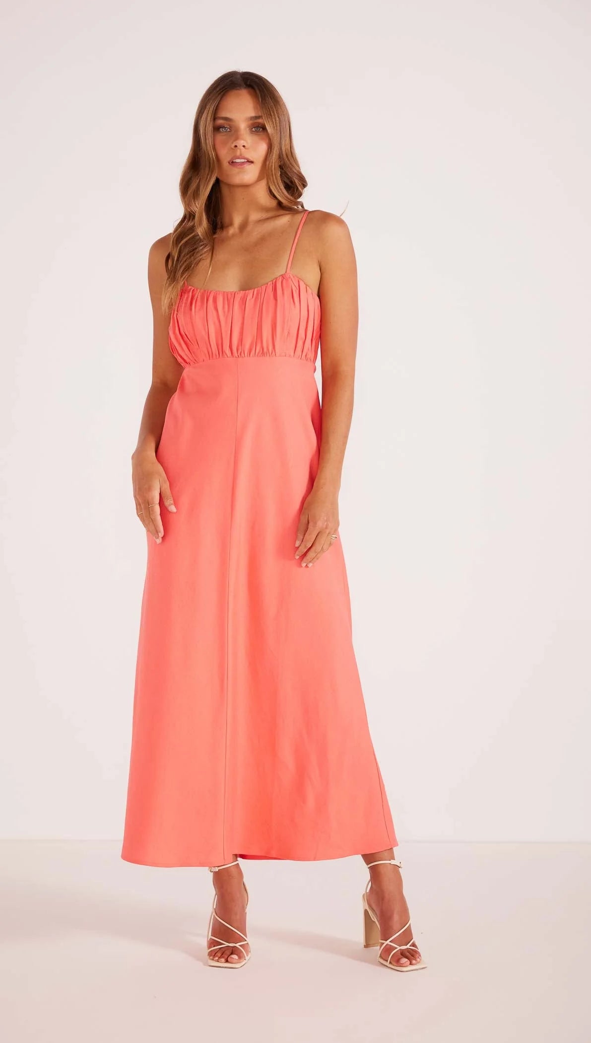 Minkpink Lila Ruched Slip Dress - Bright Pink