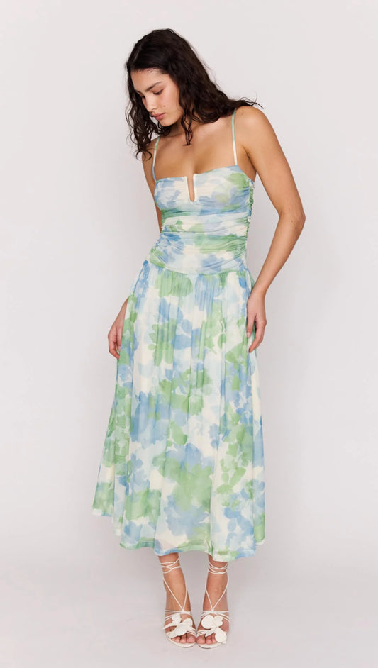 MINKPINK Watercolour Mesh Maxi Dress MG2601070