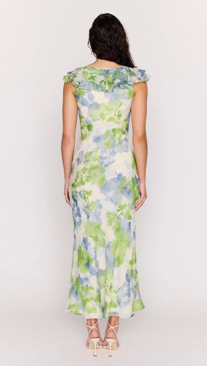 MINKPINK Watercolour Ruffled Midi Dress  MG2601450