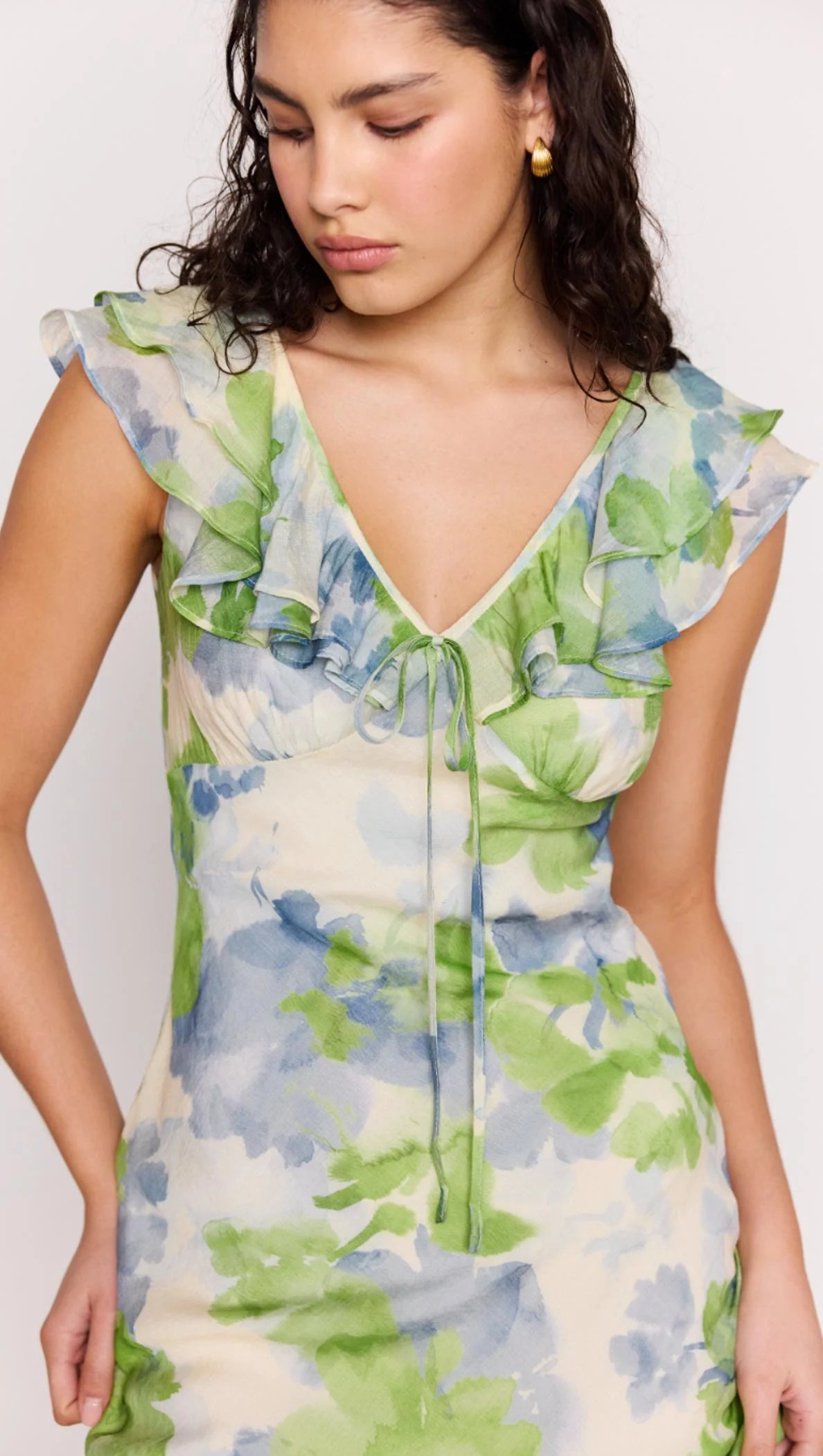 MINKPINK Watercolour Ruffled Midi Dress MG2601450 – DimplesBoutique