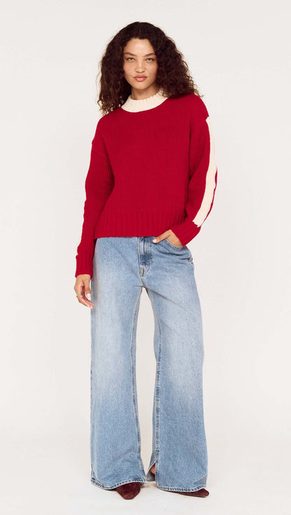 Minkpink - Relaxed Red Contrast Stripe Jumper