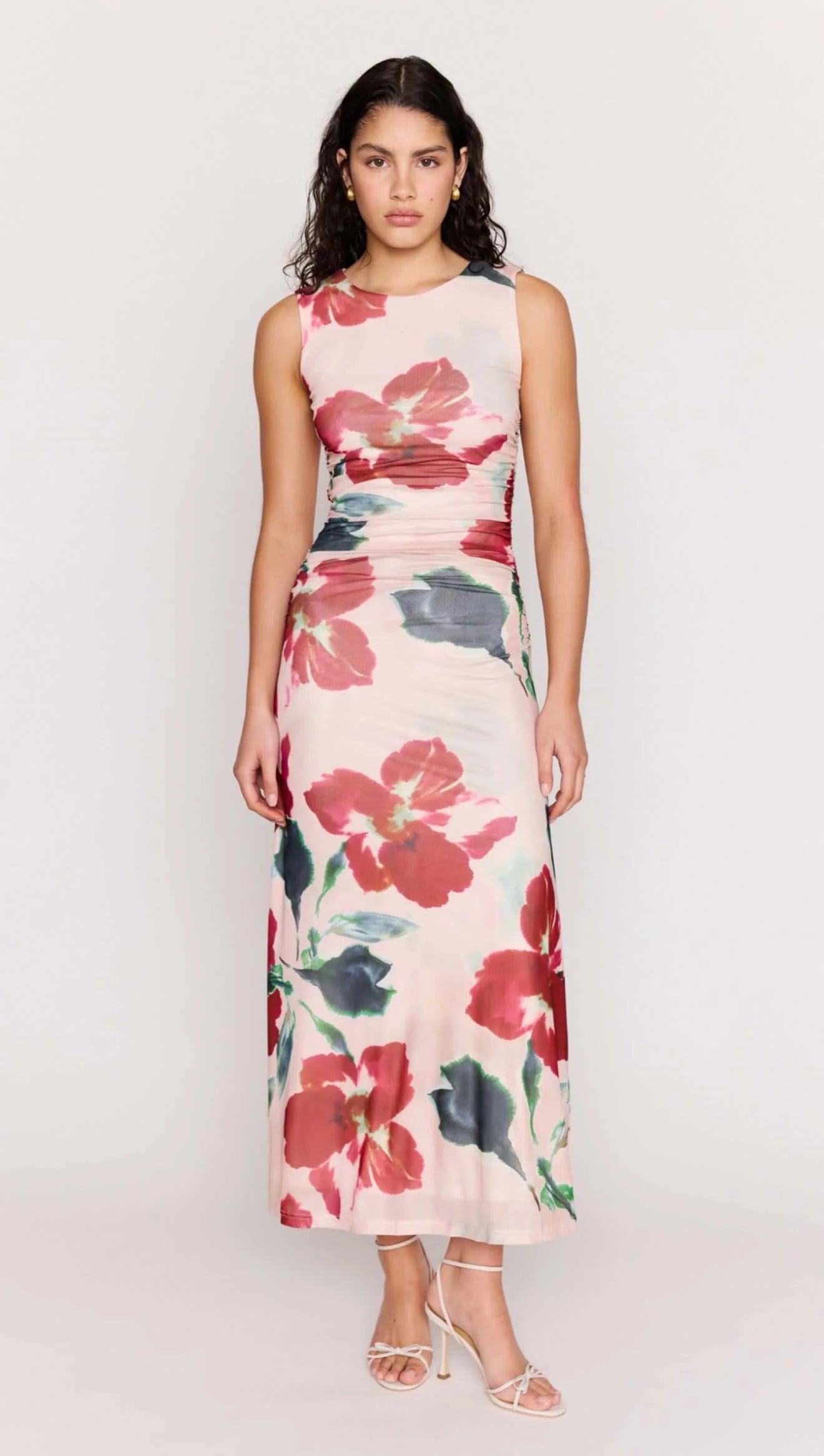 Minkpink Pink Floral Mesh Midi Dress MG2601251