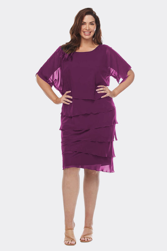 Layla Jones LJ0432 Layered Dress Plum