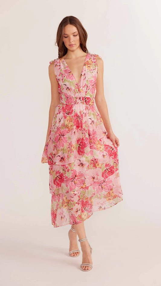 Minkpink Simone Tiered Midi Dress