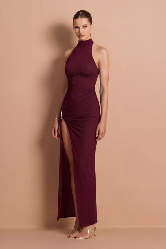Nookie Tatum Halter Maxi NSS2603 Wine