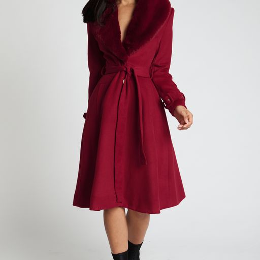 Honey and Beau High Flier Aline Coat Wine