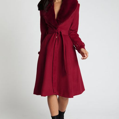 Honey and Beau High Flier Aline Coat Wine