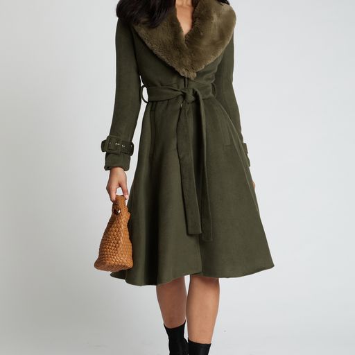 Honey and Beau High Flier Aline Coat Khaki