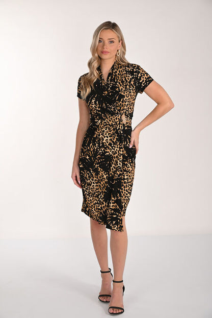 Animal Print Wrap Dress Style 266153