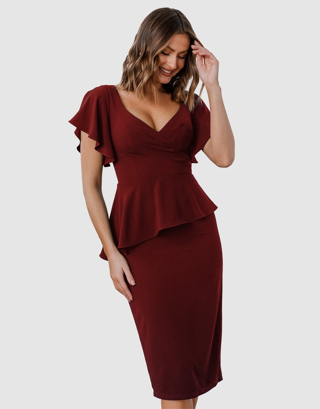 Tania Olsen Sabine Cocktail Dress- Wine