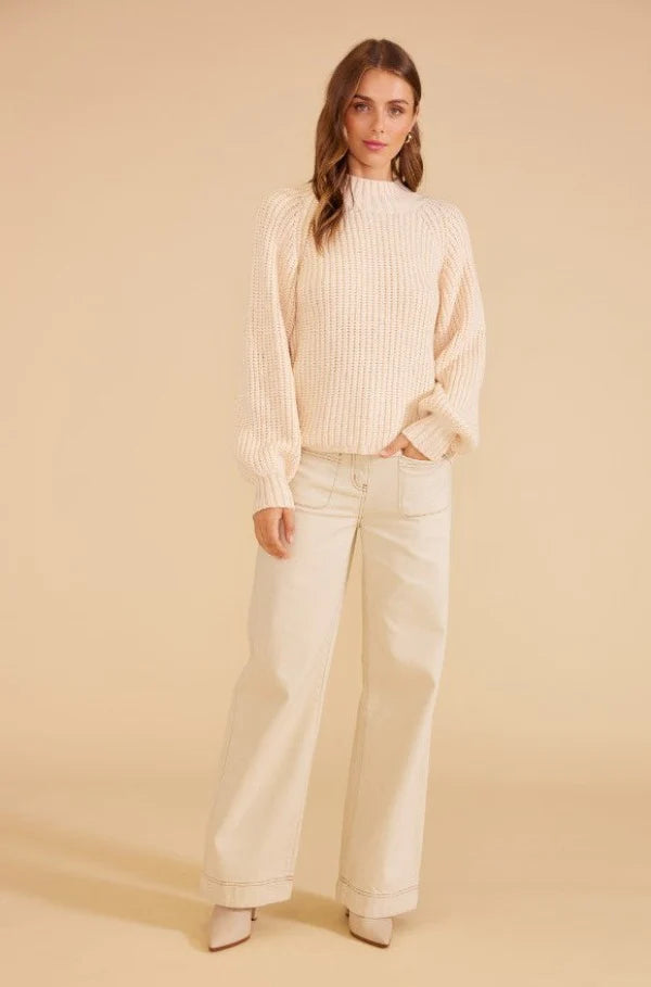 Maria Knit Top Cream - MINKPINK Official