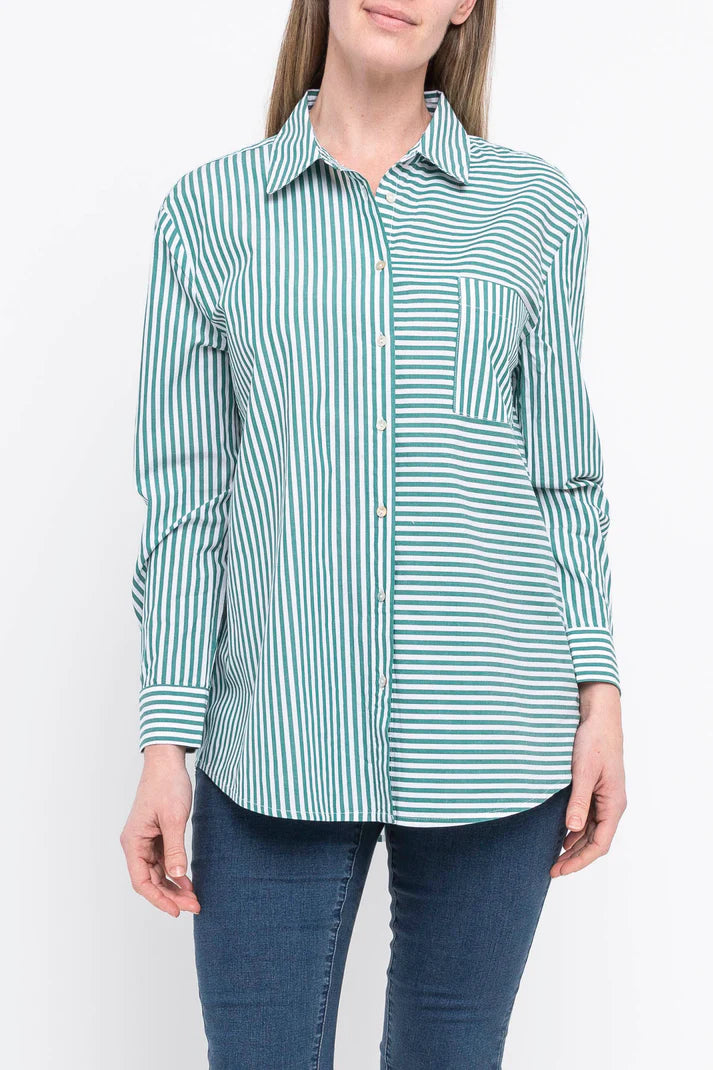 Jump - Stripe Shirt Evergreen/ White
