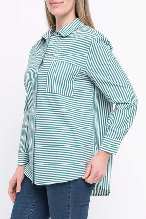 Jump - Stripe Shirt Evergreen/ White