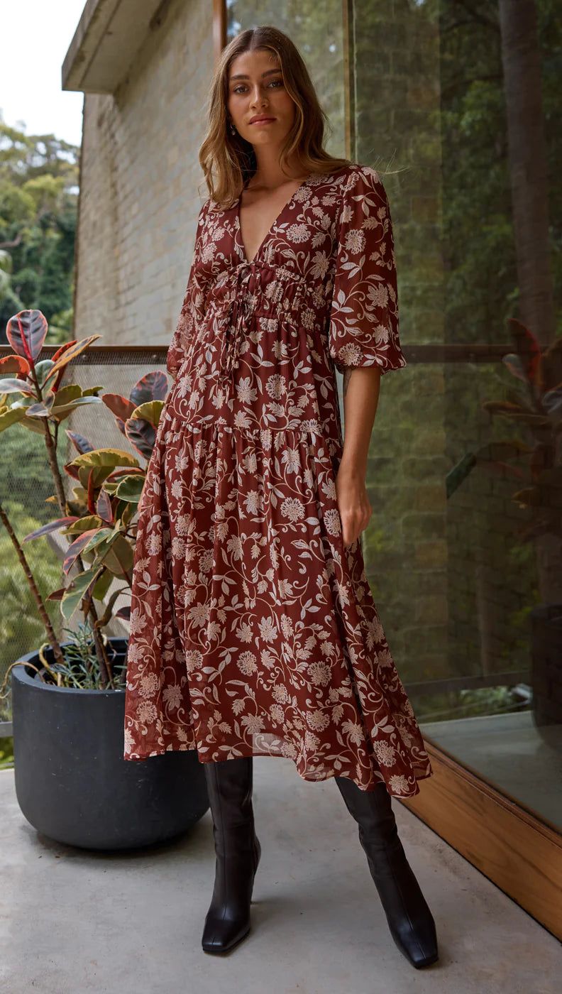 Minkpink Wren Midi Dress Chocolate DimplesBoutique