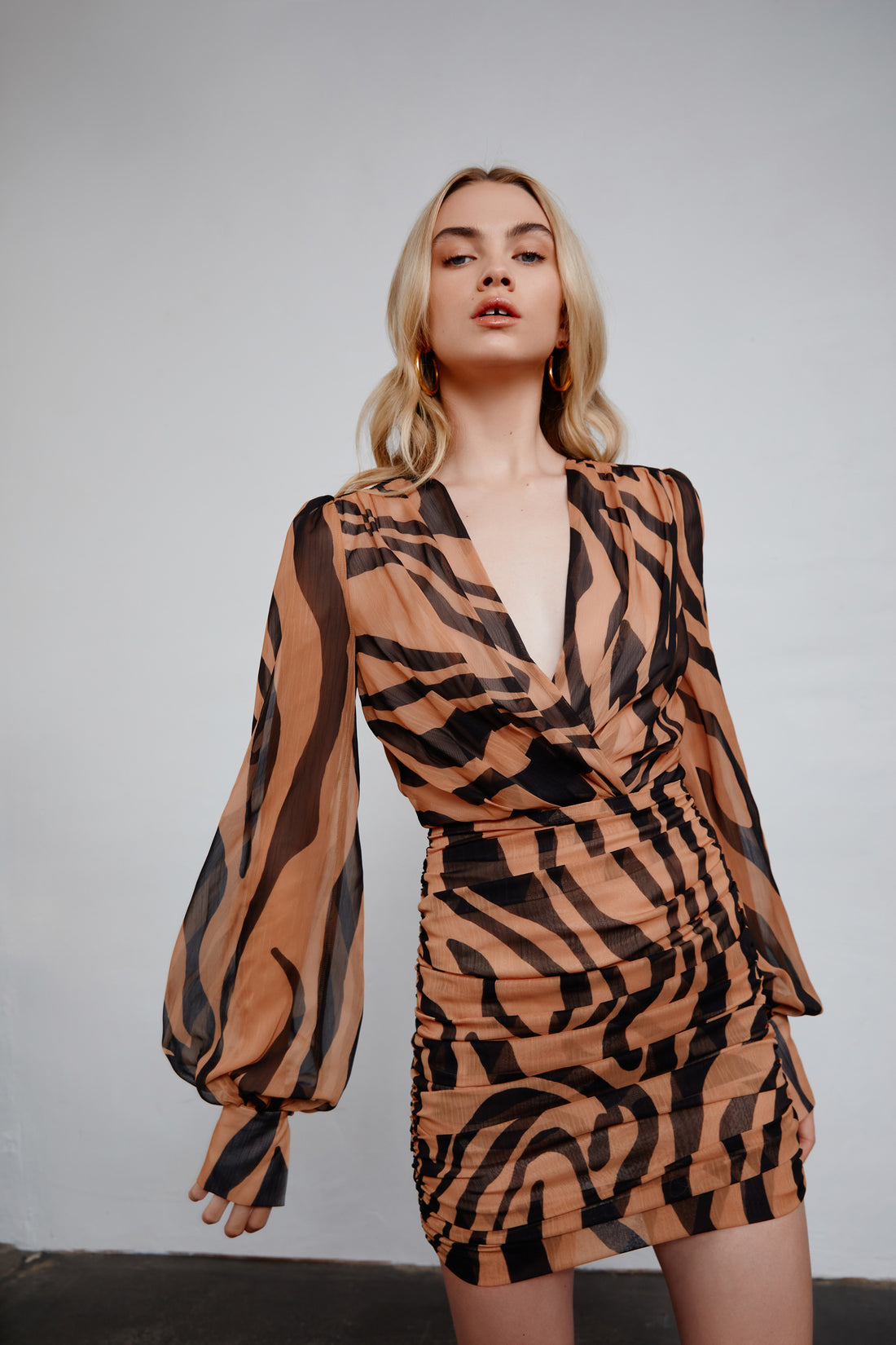 Lexi - Naya Print Dress - Toffee/Black