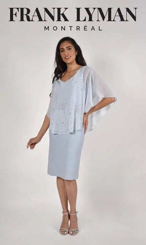 Frank Lyman Chiffon overlay Baby Blue Dress 222188