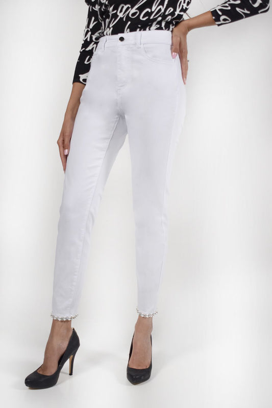 Frank Lyman White Woven Denim Pant