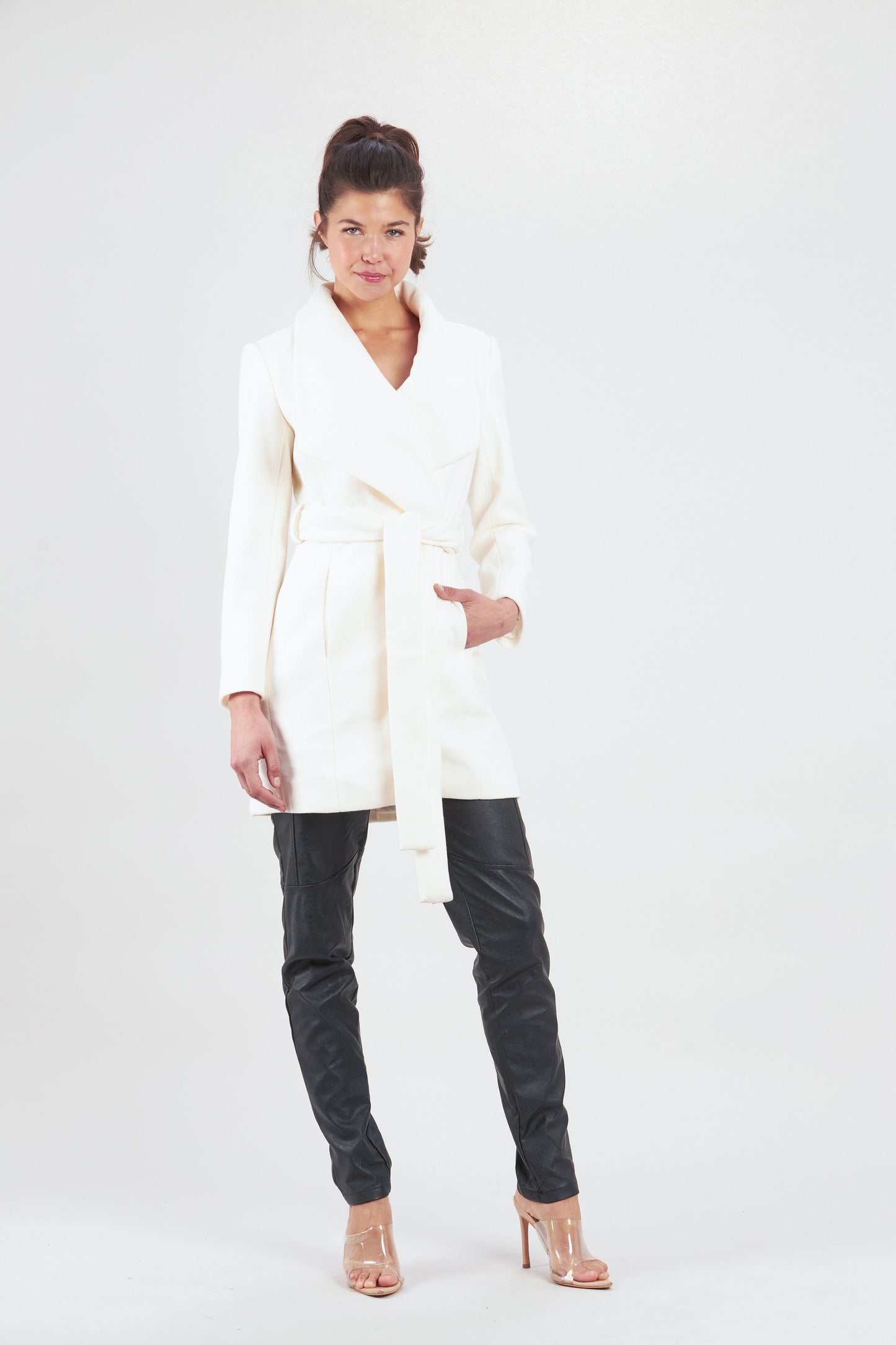 Honey and Beau Manhattan Collar Coat Off White