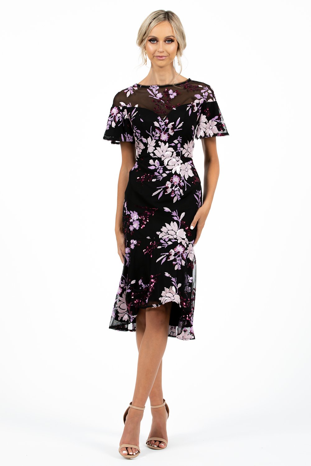 Bariano Hannah Sequin Lace Dress