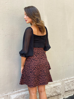 Spicy Sugar Leopard Print Layered Skirt